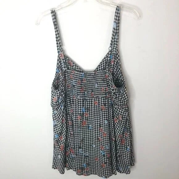 Torrid Womens Floral Gingham Top Size 2 18-20 2X Rayon/Spandex Black/White - Picture 7 of 14